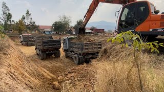 Working Dig the soil 8 times full dump truck by Excavator Doosan DX220Subscribe Here: @mightydiggers