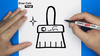 HOW TO DRAW A CUTE PAINTBRUSH, STEP BY STEP, DRAW CUTE THINGS