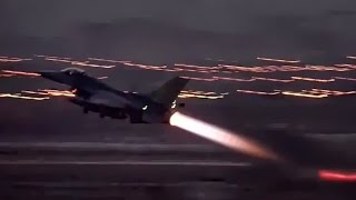 U.S. F-16 Jets Launch From Turkey • Afterburners On Full