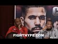 demetrius andrade confronts jermall charlo trade words after crashing post fight press conference