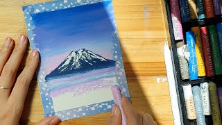 문교오일파스텔48색으로 그린 눈내린 산/오일파스텔 기초 꿀팁/a snowy mountain with oil pastels