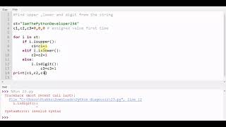 Find upper ,lower and digit from the string using python code