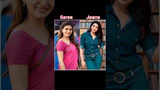 Tollywood actress 😍jeans 🆚 saree #saipallavi #rashmikamandanna #krithishetty #actress #shorts