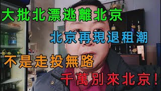 一大批北漂逃離北京，北京在現退租潮，到處都是檔口出租，房東都愁死了。如果不是走投無路千萬別來北京！