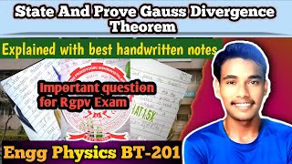 Deriving Formula Of Gauss Divergence Theorem | Rgpv Exam | Engg Physics BT - 201