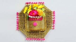 DIY Wall Hanging Flower Vase with Jute Rope and chopsticks | Wall Decor Showpiece Making at home