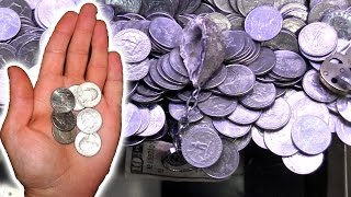 This Arcade Coin Pusher Gives FREE Quarters!