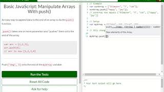 Basic JavaScript Manipulate Arrays With push free code camp Dani