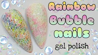 🌈 RAINBOW BUBBLE NAILS | Gel polish nail art design | Tie Dye