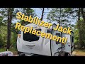 Stabilizer Jack upgrade and replacement on our Forest River Geo Pro 19FBS. No mods required!