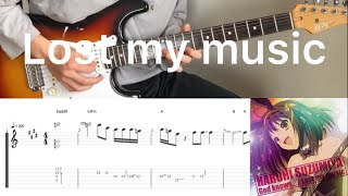 The Melancholy of Haruhi Suzumiya - Lost my music (guitar cover with tabs \u0026 chords)