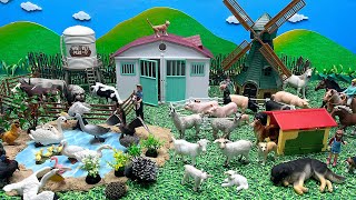 Farm Diorama For Animals | cow dog chickens goat sheep And Tractor