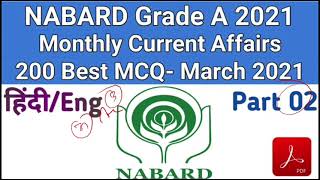 Monthly Current Affairs | NABARD Grade A 2021 | March 2021 | Part 02