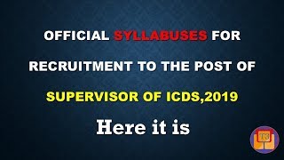 Official Syllabus for ICDS