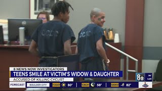 Las Vegas teens accused in deadly crime spree smile at victim's widow, daughter