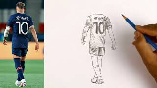 Tutorial como desenhar o Neymar passo a passo (Paris Saint-Germain PSG)