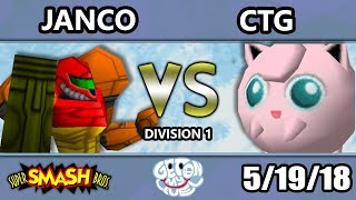 GOML 2018 - Janco (Yoshi, Samus) Vs. CTG (Jigglypuff) SSB64 Division 1