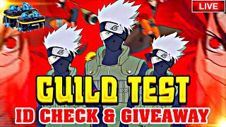 FREE FIRE LIVE : GUILD TEST ID CHECK REDEEM CODES ROOM GIVEAWAY #guildtest #freefirelive #shorts