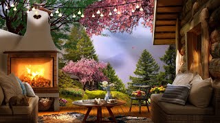 Cozy Spring Ambience | Cozy Porch Ambience & Relaxing Birdsong, Fireplace