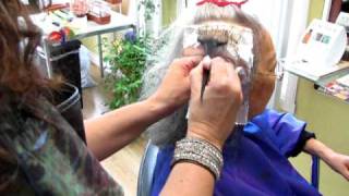 California Styles Salon- Lowlighting on white hair. try doing a lowlight on some of the gray