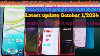 Vivo  T3 5G FRP Bypass Android 14 | New Method 2024 | Vivo T3 5G  Frp Unlock Without Pc 💯 working