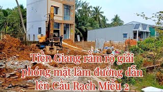 Châu Thành Tiền Giang rầm rộ giải phóng mặt bằng đường DT870 làm đường dẫn chính lên Cầu Rạch Miễu 2