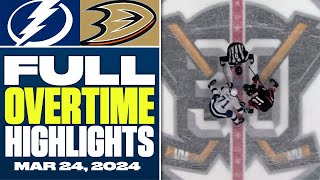 Tampa Bay Lightning at Anaheim Ducks | FULL Overtime Highlights - March 24, 2024