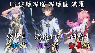 [鳴潮 Wuthering Waves] 1.3 逆境深塔 深境區 滿星 殘響之塔4 回音之塔4 深境之塔1+2 [今汐 折枝 維里奈][安可 長離 維里奈] [相里要 吟霖 守岸人]