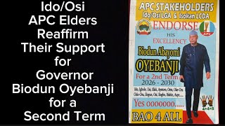 Ekiti State Ido/Osi APC Elders Reaffirm Their Support for Gov. Biodun Oyebanji for a Second Term