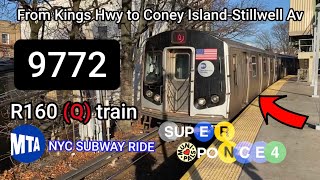 MTA NYC Subway Ride - R160 (Q) train From Kings Hwy to Coney Island-Stillwell Av