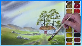 PAINT A SIMPLE WET IN WET SKY FOR A COTTAGE LANDSCAPE PAINTING