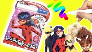 Miraculous Ladybug and Cat Noir Imagine Ink Coloring Book with Magic Marker and Dolls