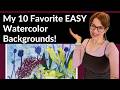 10 EASY Watercolor Background Ideas! (Beginner Friendly Tutorial)