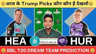 HEA vs HUR Dream11 Team|HEA vs HUR Dream11|HEA vs HUR Dream11 Today Match Prediction