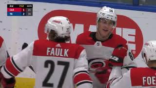 Martin Necas one-times his first NHL goal