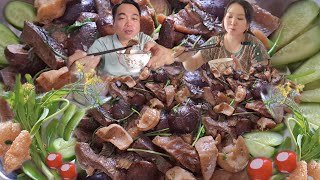 Nấm đông cô tươi xào với bộ lòng bò,em xin mời cả nhà cùng thưởng thức,#amthuc#mukbang#monngon