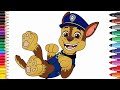 wie zeichne ich chase paw patrol in rutsch party chase zeichnen und ausmalen für kinder