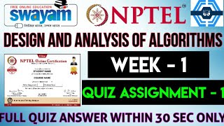 Design And Analysis Of Algorithms Assignment 1 Week 1 Nptel Swayam 2024 Design And Analysis Of Algorithms Assignment 1 Week 1 Nptel Swayam 2024