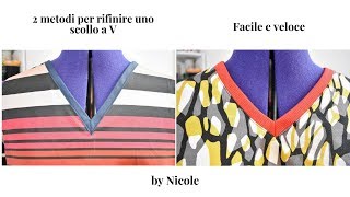 ✂️🧵👕2 Metodi per rifinire uno scollo a V in modo facile e veloce DIY Cucito