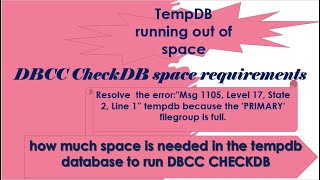 How much space is needed in the tempdb database to run DBCC CHECKDB?