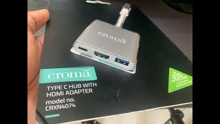 Croma Type C Hub with Hdmi adapter for Ipad pro 2018, 2020 and for Mac books...