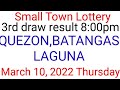 STL - QUEZON,BATANGAS,LAGUNA March 10, 2022 3RD DRAW RESULT