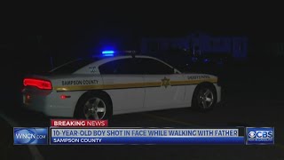 Father says 10-year-old boy shot in face while walking in Sampson County, deputies say