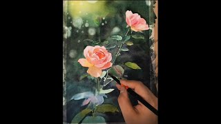 【水彩教學丨watercolor painting for beginners easy and simple】水彩零基礎教學 月季#shorts