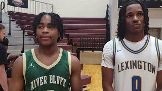 Guards Yasir Cromer of River Bluff and Kaleb Evans of Lexington