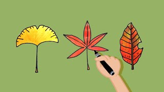 랄라제이가 알려주는 가을느낌 가득한 낙엽3종 쉽게 그리기! How to draw fallen leaves.