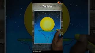 Oil Pastel Drawing - Easy Moonlight Night Scenery Drawing #shorts