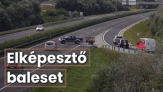 Elképesztő balesetet rögzített a Magyar Közút kamerája az M25-M3-as gyorsforgalmi úti csomópontban