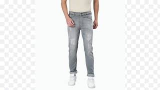 Brand: Urbano Fashion Urbano Fashion Men's Light Grey Slim Fit Heavy Distressed/Torn Jeans