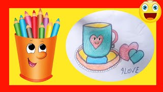 How to Draw Cup Plate Step By Step || Cup Plate Drawing || Easy Cup Plate Drawing Najam Drawing art